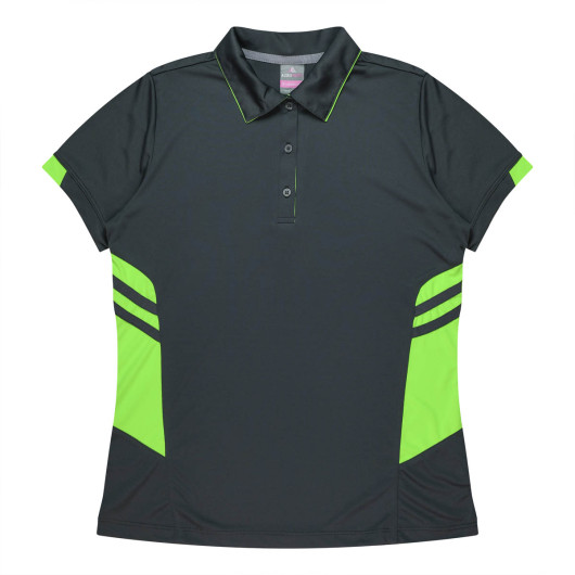 Bellevue Womens Polos Slate Neon Green